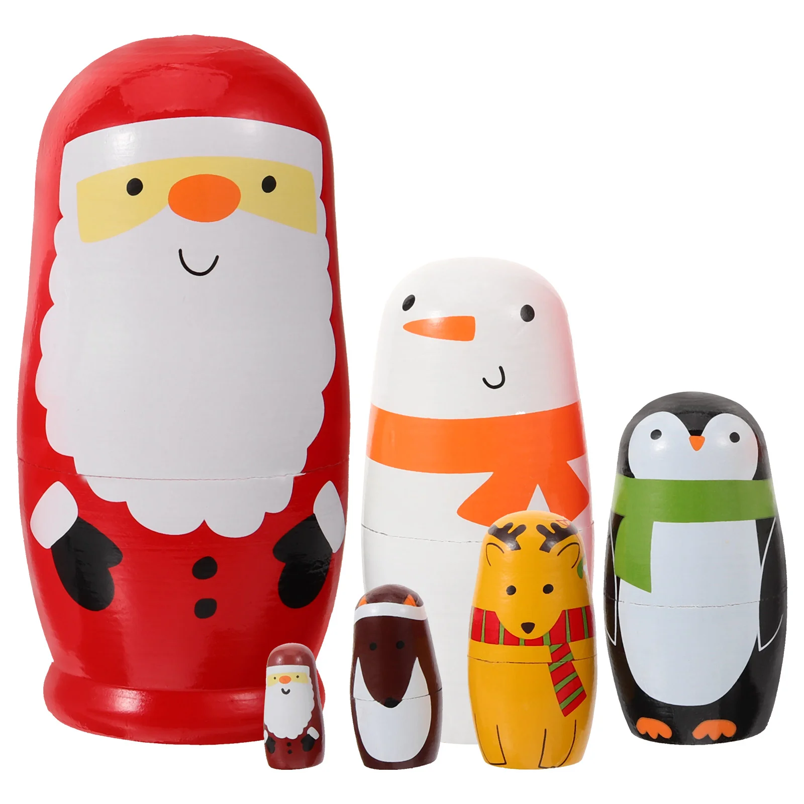 

5/6pcs Santa Claus Russian Nesting Dolls Handmade Wooden Matryoshka Toys Kids Christmas New Year Gift