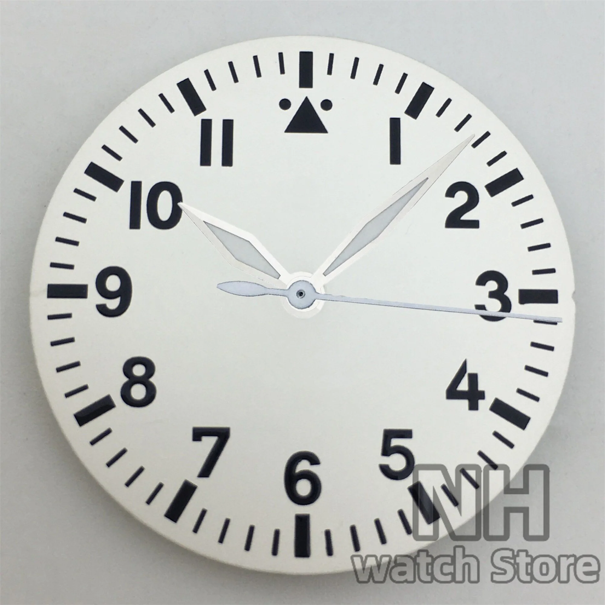 Pilot Style Watch Dial with Luminous Black, Green, and White Accents