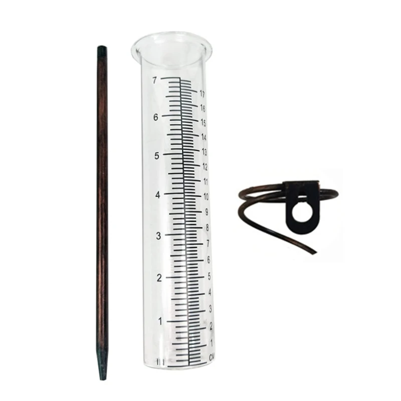 Rain Gauge Outdoor Rain Gauges Rainwater Collector with Glass Tube for Home Garden Yard Patio Decoration 17.72''