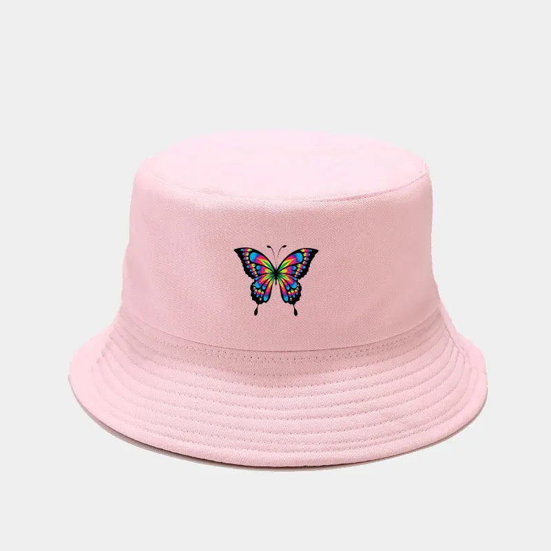 

Woman Summer Butterfly Printed Bucket Hat Adult Spring Casual Panama Hat Unisex Travel Solid Colors Fisherman Cap Bonnet Hommes