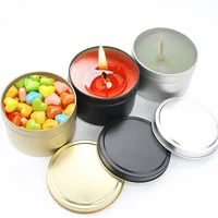 16pcs 2oz 4oz 6oz 8oz Big Gold Tinplate Candle Jar Empty Black Round Metal Tins Cans for DIY Candle Making Gift Storage Box