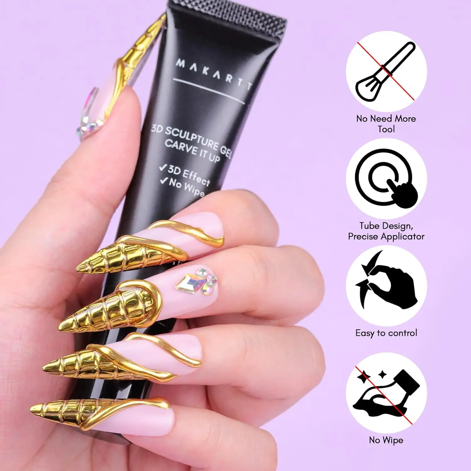 Makartt 15g 3D Sculpting Gel Nail Glue for Nail Designs and DIY Nail Art - Clear Gel Polish for Drawing, Molding, Sculpture 2