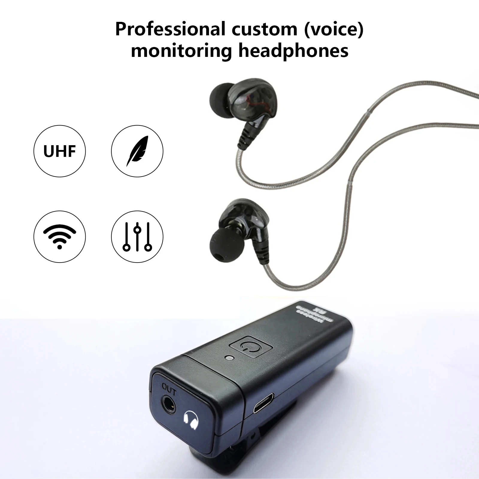 Wireless Earphone Monitoring System Professional IEM Stereo Transmitter Receiver Real-time Ear Return Singer Band Stage