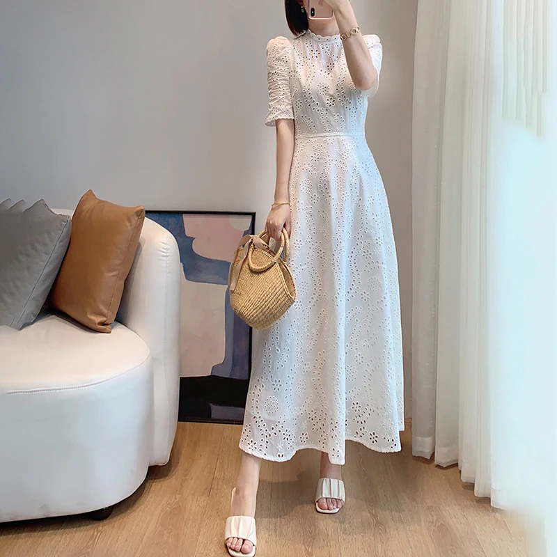 

New Summer Collections Gorgeous Floral Embroidery Mdi Cotton Dress UK 6-UK14