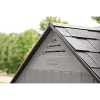 Resin Outdoor Storage Shed With Floor (7 x 7 Ft), Weather Resistant, Gray, Organization for Home/Backyard/Garden Tools 2