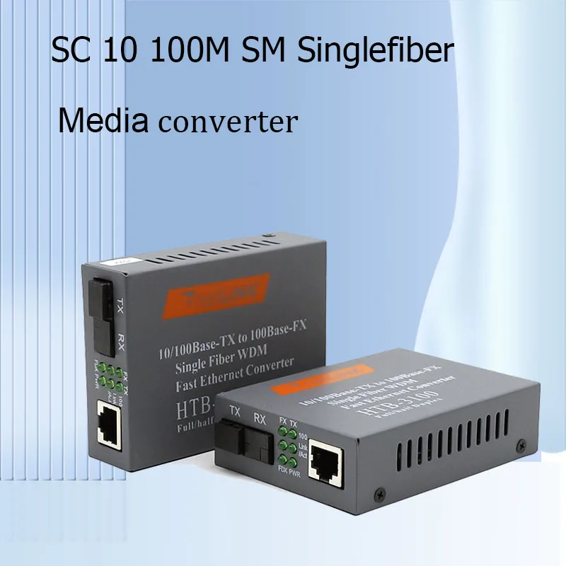 SC Singlemode Singlefiber Media Converter Fiber Transceiver HTB 3100 A B 20km External Power Supply 1 Pair