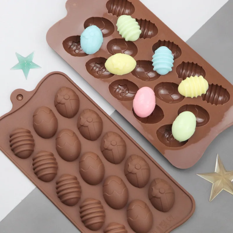 

15 Holes Easter Egg Chocolate Mold Silicone Easter Party Soft Candy Cake Decor New Bakeware DH9871