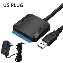 High - Speed SATA to USB 3.0 Cable with Power Adapter for SSD/HDD Data Transfer (With US Plug)