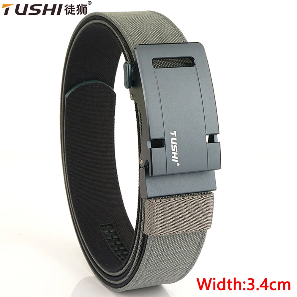 

TUSHI Metal Genuine Tactical Belt Quick Release Outdoor Military Metal Belt Soft Real Nylon Sports Accessories Men Black Belt