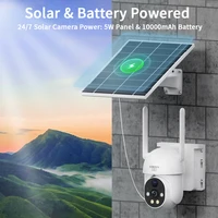 XIAOVV 3MP caméra solaire sans fil à 2 objectifs caméra PTZ WiFi avec batterie intégrée caméra de Surveillance vidéo longue durée de veille iCsee 3