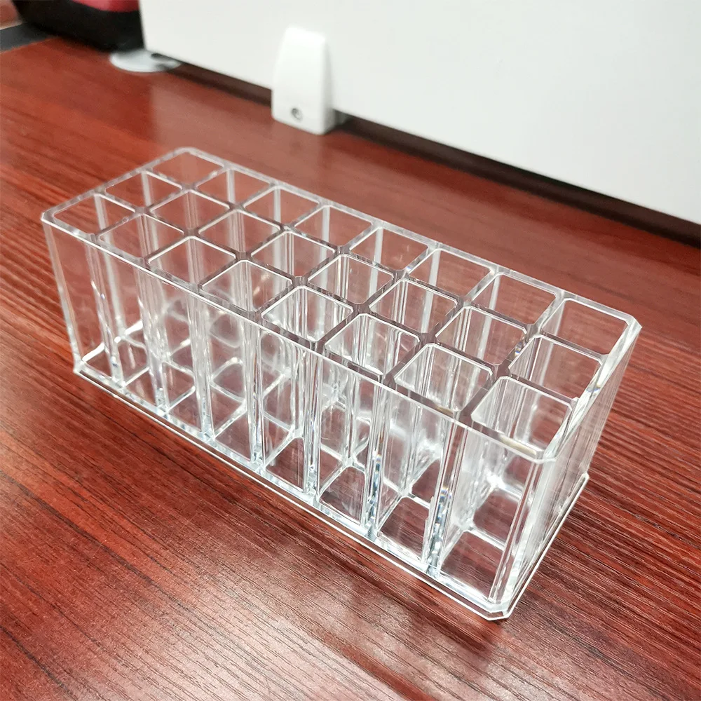 아크릴 립글로스 홀더 오거나이저, 립스틱 홀더, 24 슬롯 메이크업 립글로스 립스틱 브러쉬 보관 디스플레이 케이스