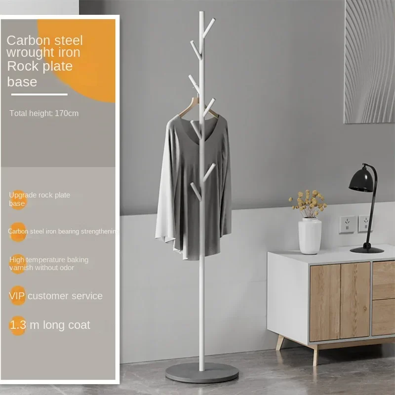 Clothes Rack Floor To Floor Bedroom Light Luxury Rock Plate Base Metal Hanger Marble Scarf and Bag Rack for Entering The Home Coat Rack