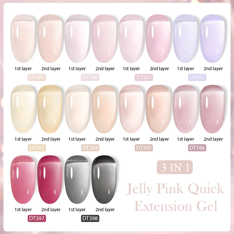 MEET ACROSS 6Pcs/Set Jelly Nude Pink Black Quick Extension Gel Nail Polish Transparent Finger Prolong Construction Nail Art Gel 5