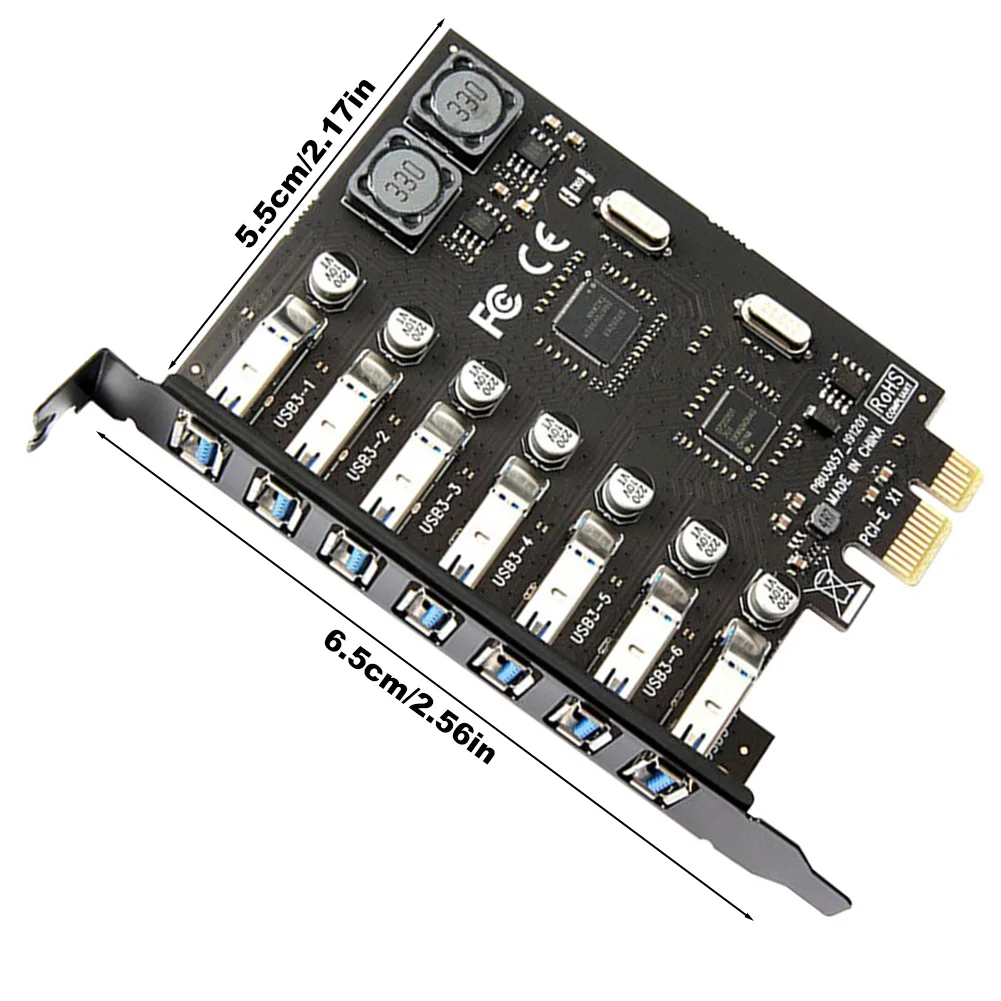 PCIe 전면 컨트롤러 어댑터 카드, 7 포트 USB 3.0 PCI-E 확장 카드 어댑터, 5Gbps PCIe USB 3.0 허브 컨트롤러 어댑터, USB 3.0