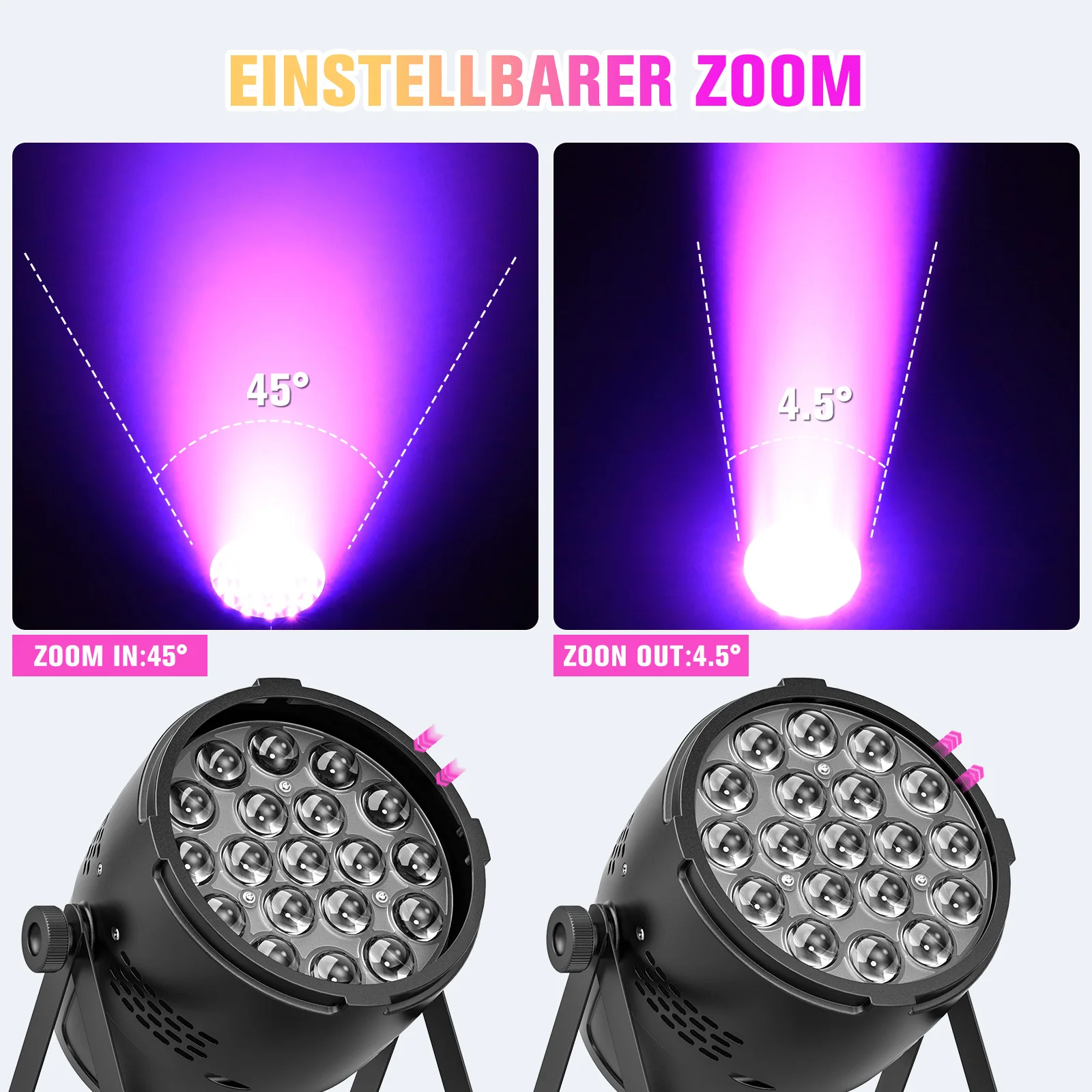 KOTAKA様 U'King 2PCS 19x15W RGBW Focused Stage Par Light 4IN1 LED