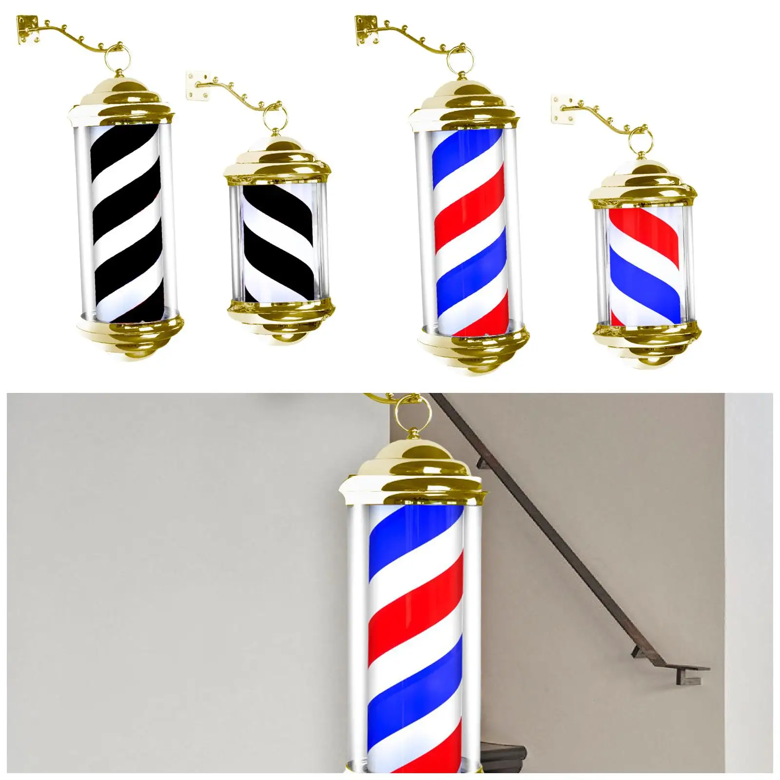 

Barber Pole Light Traditional Wall Mount Barber Shop Pole LED for Hair Salon