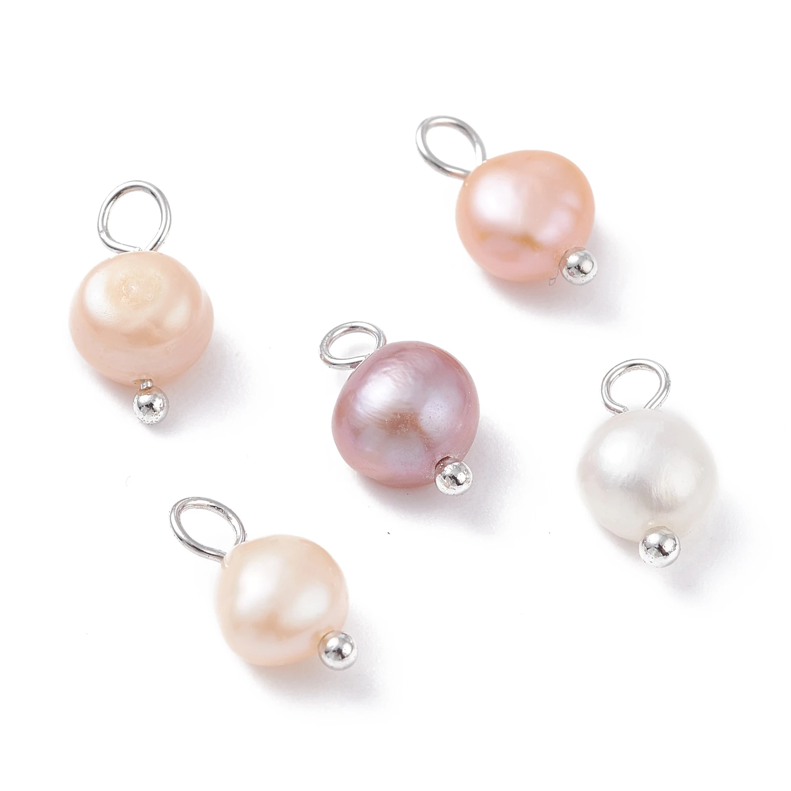 1 Pack Natural Cultured Freshwater Pearl Charms With Golden/Platinum Color Ball Head Pin for Earring Necklace DIY Jewelry Making