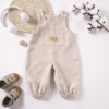 Baby Boys Girls Jumpsuits Cute Bear Graphic Denim Bib Pants with Small Pocket Toddler Overalls for Spring Autumn