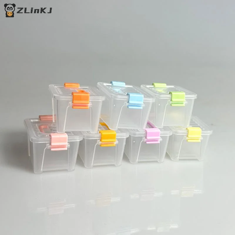 ▶ 5Pcs 휴대용 주최자 케이스 인형 집 투명 플라스틱 보관 상자 가정용 경량 보관 상자