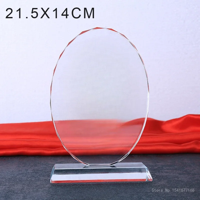 Custom-made Fully Transparent Crystal Trophy, Elliptical Shape Medal, High Honor Souvenir, Home Decoration Awards, Creative, 1Pc