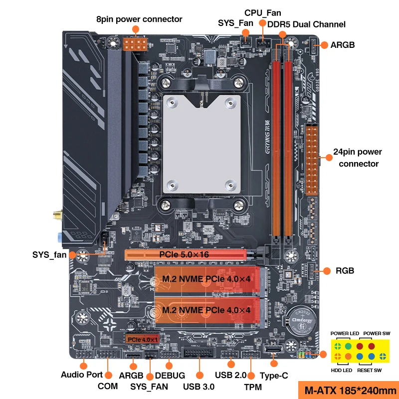 게이머를 위한 ERYING 키트: M-ATX 마더보드(AMD R9 9955HX3D/9955HX/7945HX3D 프로세서 탑재), DDR5 메모리, NVME M.2, WIFI6E