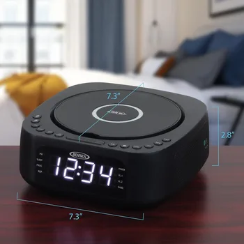 Digital Dual-Alarm Clock with CD Player, FM Radio, USB Charging, Battery Backup for Bedroom and Office Use 5