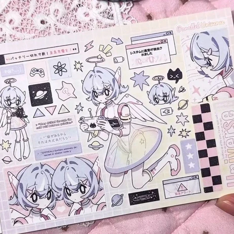 Japanisches Stickerbuch Neues Produkt Elektrischer Stern-Charakter Stickerbuch-Stil Mädchenhafter Herz-Stil Dunkler Stil Schüler DIY Material Geschenk – Detail 5