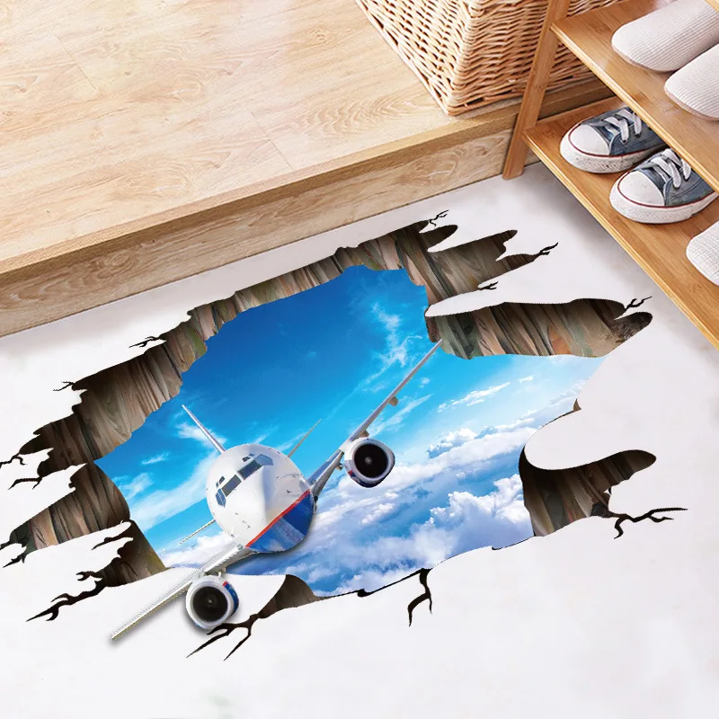 3D three-dimensional wall stickers Airplane stickers Room decoration wall