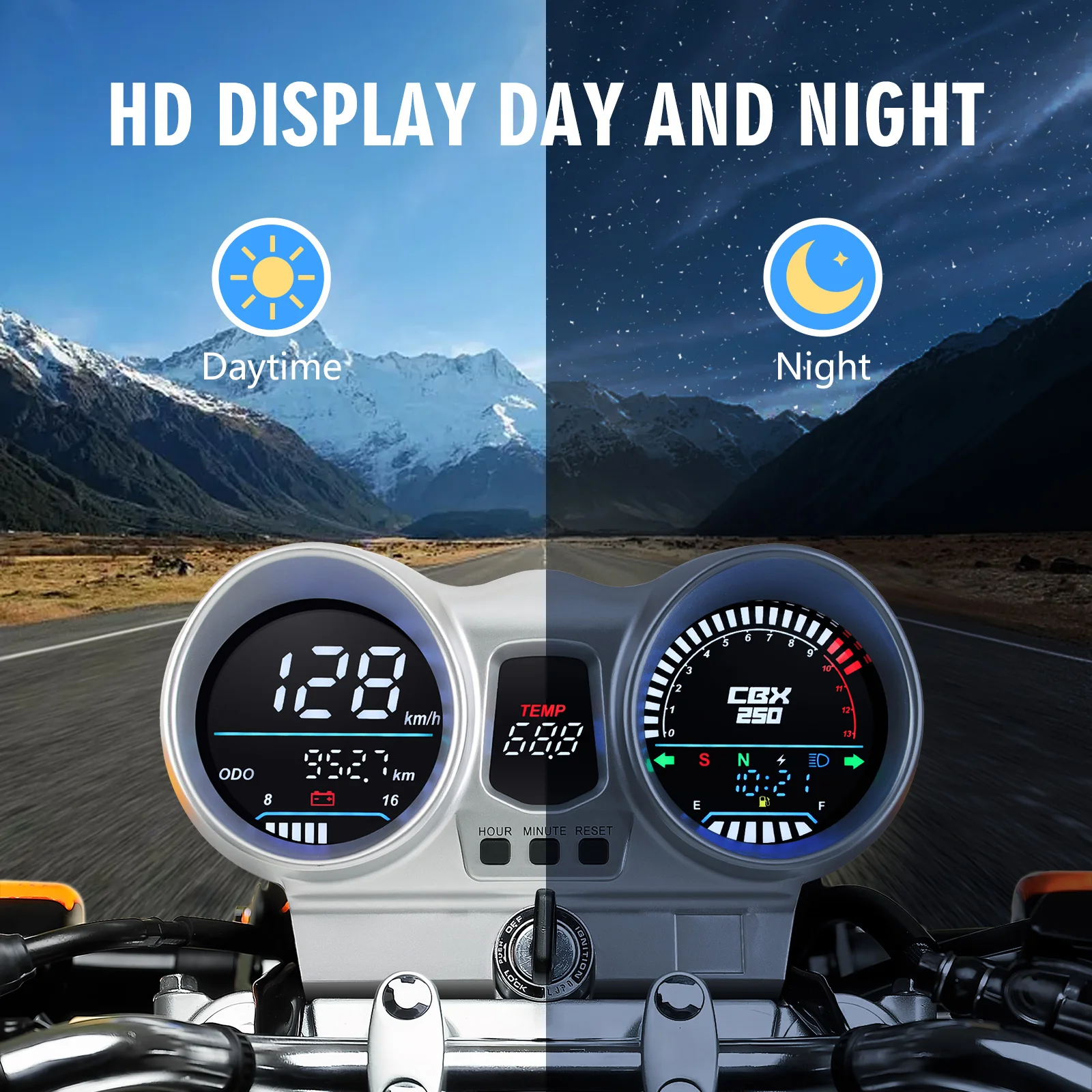 LED Dashboard Motorcycle Tachometer LCD Digital Speedometer OEM 37100-KPF-961 Fo