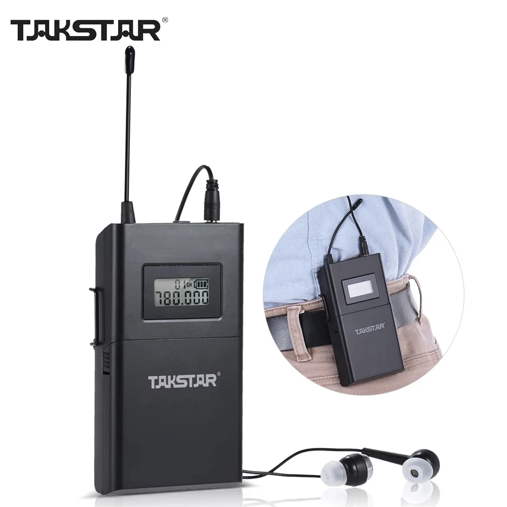 TAKSTAR WPM-200R UHF Wireless Audio System Receiver LCD Display 6 Selectable Channels 50m Transmission Distance Headphones