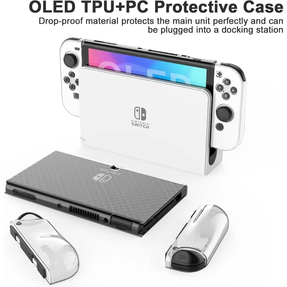 닌텐도 스위치 OLED와 호환되는 케이스 및 액세서리 키트, 28 in 1 스위치 캐리 케이스, 플레이스탠드 핸들 그립, 기타