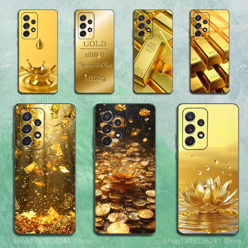 Luxurious Dazzling Gold Silicone Phone Case in Sleek Black