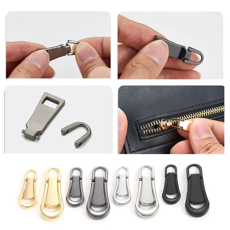 5Pcs Zipper Pull Replacement Metal Zipper Slider Handle Mend Fixer Tab Repair for Luggage Suitcase Backpack Jacket Bags zipper repair kit zipper pullers zipper sliders zipper heads zipper accessories