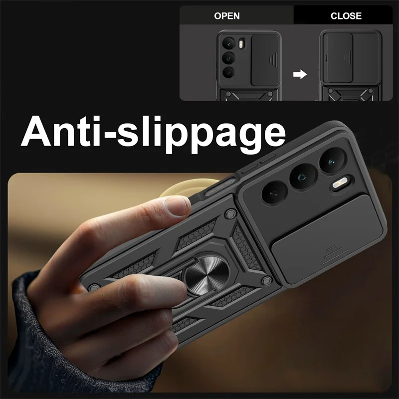 Slide Camera Shockproof Armor Case with Ring Holder Protector Cover