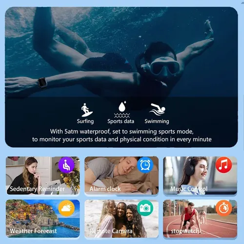 BYSL S20 남성용 스마트 워치, 1.69 인치 HD 스크린, 블루투스 통화, 스포츠 피트니스, 5ATM 방수 트래커, 수면 모니터 스마트 워치 6