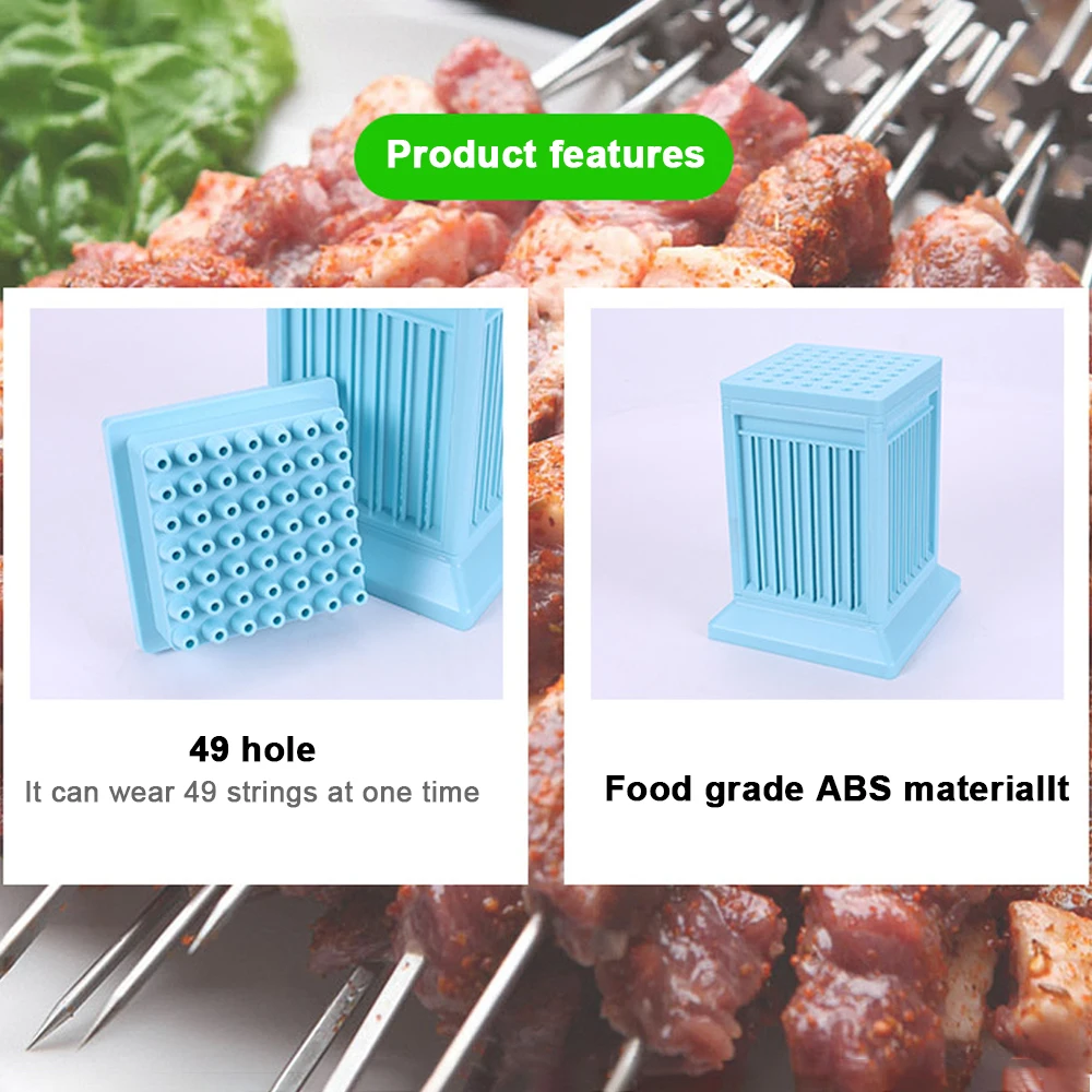Vegetables Barbecue Accessories Kebab Maker Barbecue Stringer Box Machine 49 Holes Beef Pork Meat Skewer Tools barbecue skewers,kebab maker,bbq grilling accessories