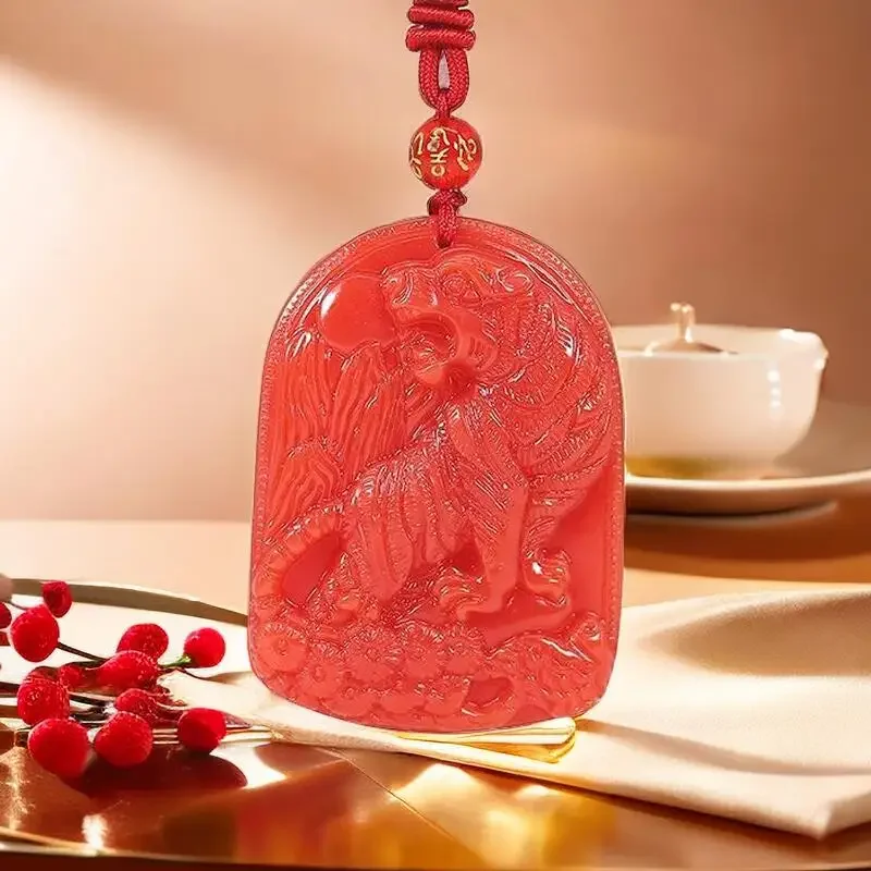 

Red Jade Tiger Pendant Pendants Real Gemstones Jasper Fashion Jewelry Gemstone Carved Gifts Natural Stone Luxury Necklace