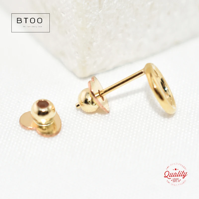 14K Gold Filled Love Heart Ear Clutches 3mm Earring Backs Wholesale Supplies for Jewelry DIY Accessories Gold Jewelry Finding