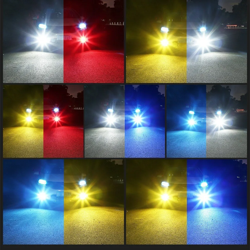 2개입 인기상품 듀얼 컬러 LED 안개등 24SMD 9006 H11 H16 P13W H4 H7 자동차 전방 안개등