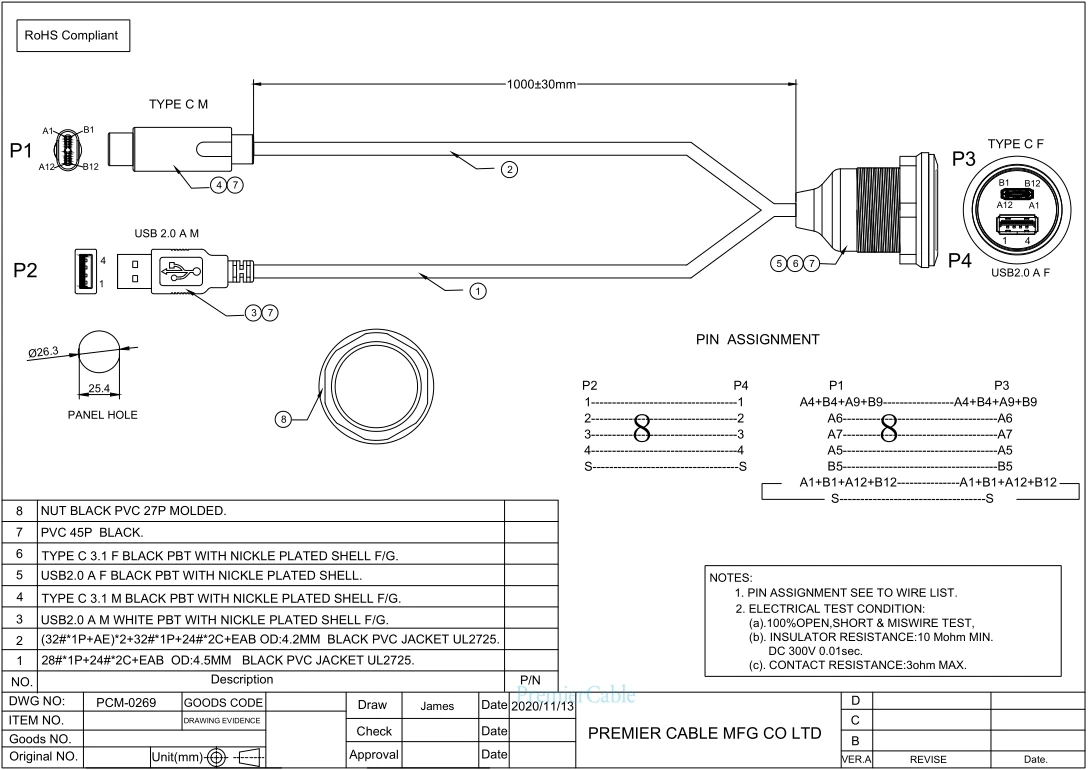 Dual-Port USB-C & USB 2.0 A Stecker auf Buchse Verlängerungskabel, Einbau-USB-Typ-A-Typ-C Daten- & Ladekabel für Auto – Detail 8