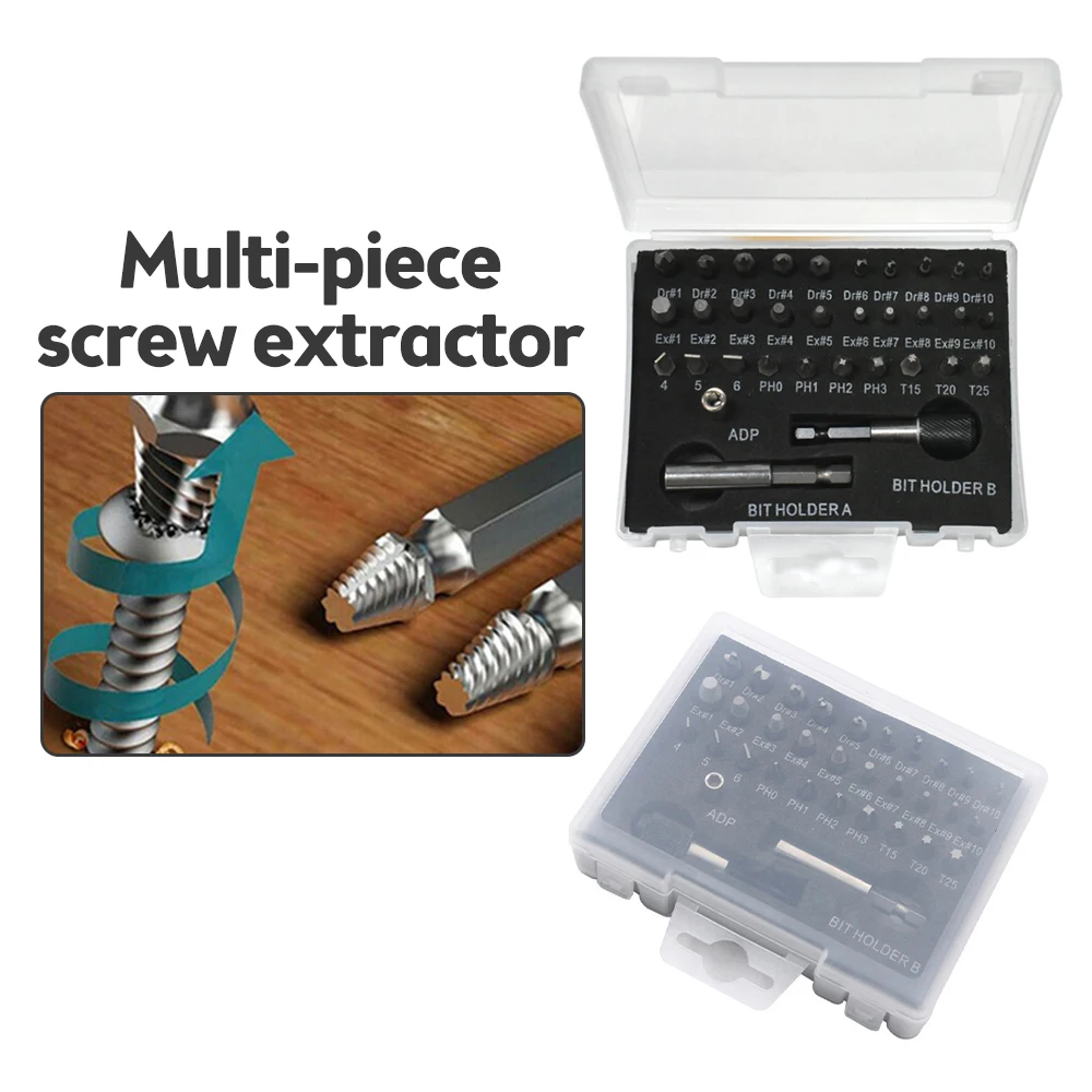 

22/33Pcs Damaged Screw Extractor Drill Bit Set Stripped Screw Extractor Kit for Broken Bolt Extractor All-Purpose Remover Tool