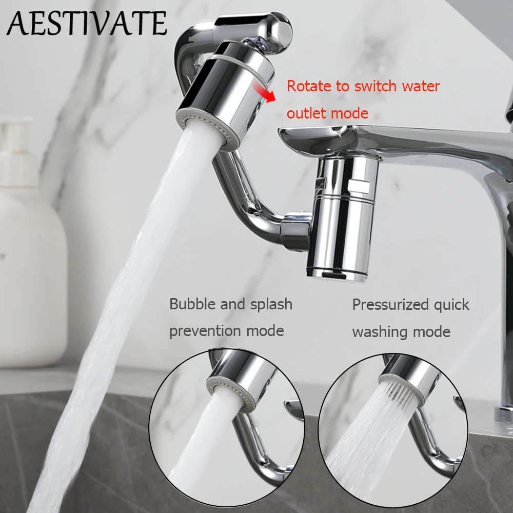 New Universal 1080° Rotation Extender Faucet Aerator Plastic Splash Filter Kitchen Washbasin Faucets Bubbler Nozzle Robotic Arm