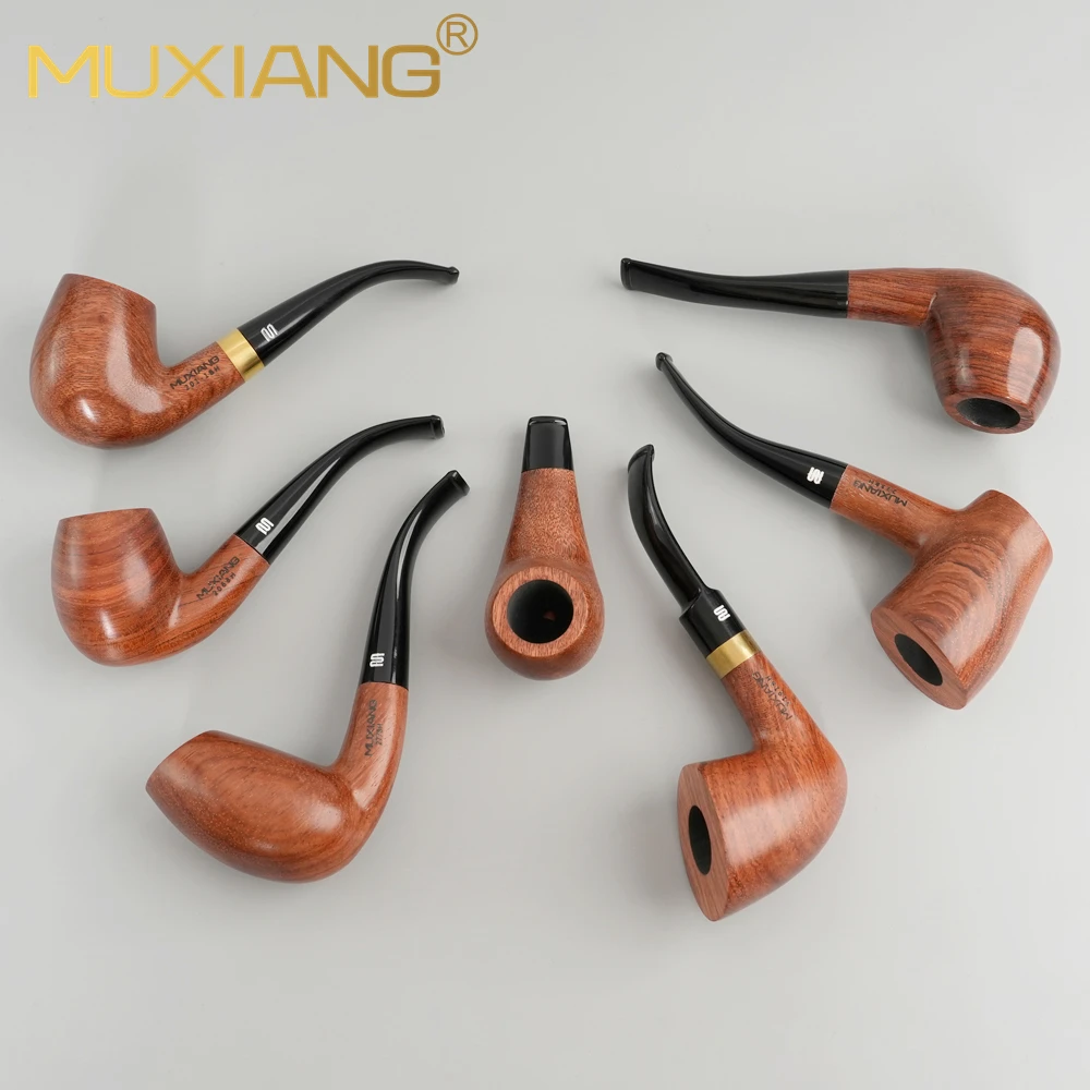 MUXIANG Rainbow Series Tobacco Pipe Sandalwood Pipe 3/9mm Filter Solid Wood with Rainbow Colored Mouth Father Day Gift