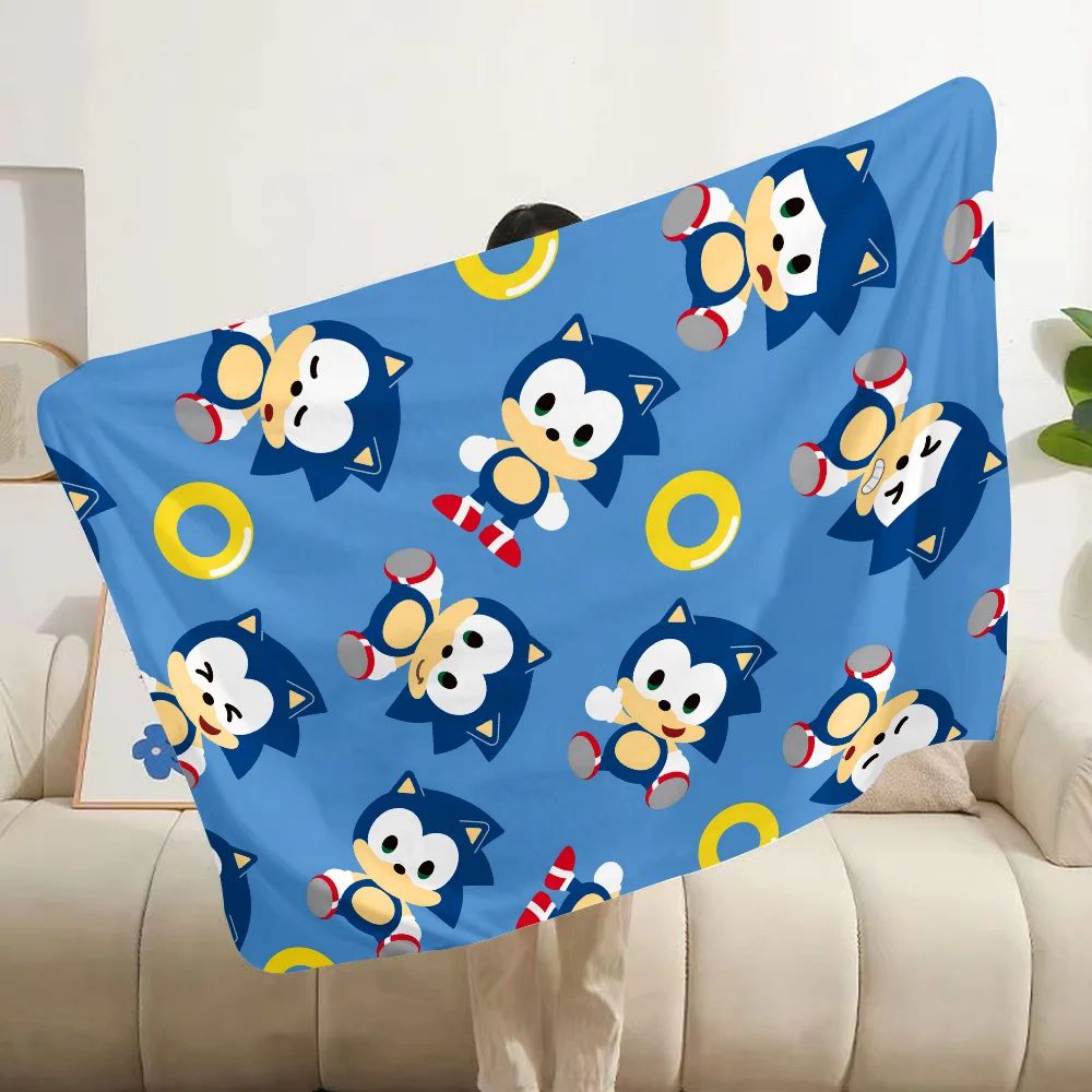 Printed Blanket Picnic Blanket Cartoon Anime S-Sonics the Hedgehogs Warm Blanket Soft and Comfortable Home Travel Birthday Gift 4