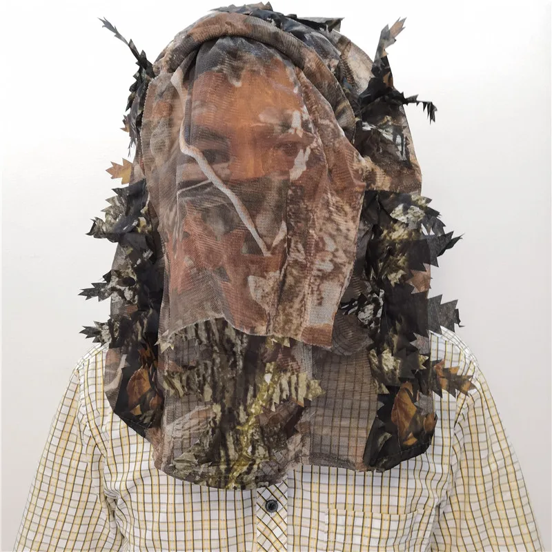 3D Camouflage Full Face Mask Hunting Hood Caps, Airsoft Scarf Fishing Mosquito Cap Hunting Accessories