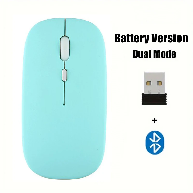 Mouse sem fio portátil, compatível com bluetooth, 2.4ghz, modos duplos, mouse de computador com receptor nano para notebook, pc, laptop, macbook