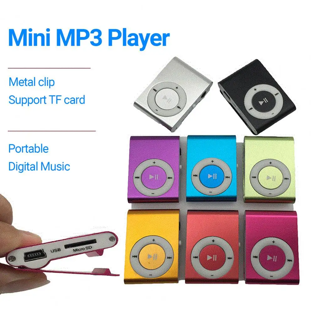 Mini MP3 Portable TF Card SD Card Slot Metal Clip USB Sport Digital Music Walkman Lightweight For Sports Running Citywalk portable music walkman