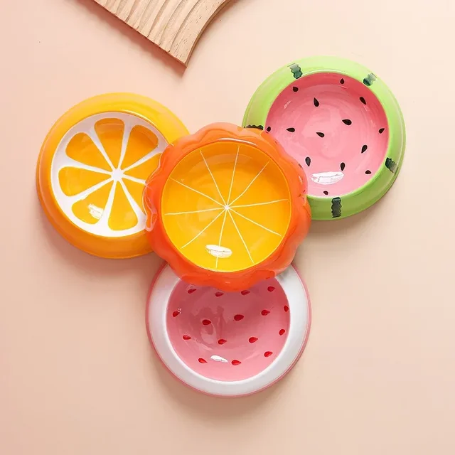 Watermelon Strawberry Shape Cat Food Bowl  Cute Designs Pet Ceramics Bowl Small Dog Colorful Water Suppliers Cat Bowl