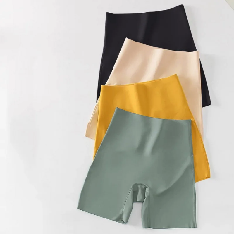 Short De Sécurité Sans Couture En Soie Glacée Pour Femmes