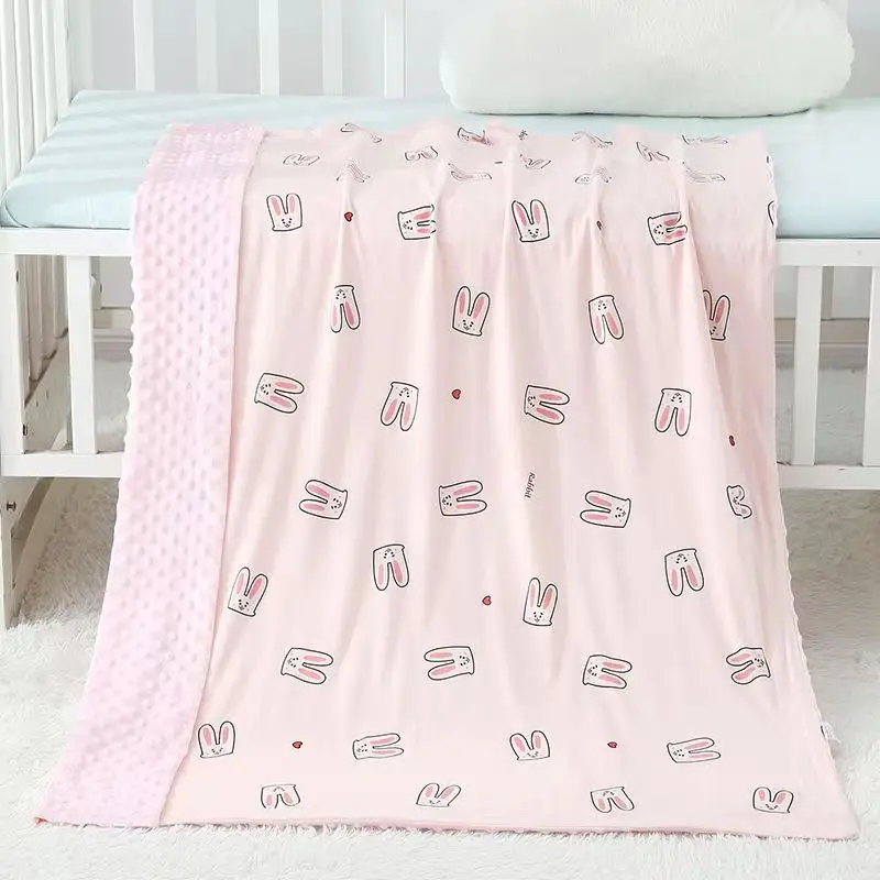 Knitted Cotton bean fleece double-sided baby blanket swaddle children's blanket cartoon soft and comfortable newborn quilt 6